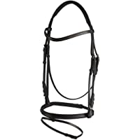 rts Little Gloss Cabezada de Cuero con Riendas Supergrip- Negro- Full